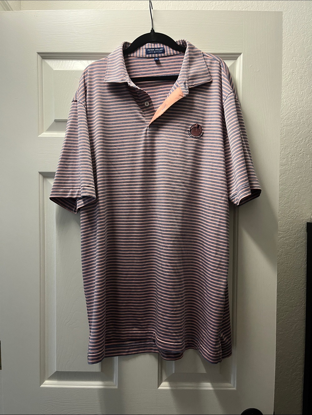 Peter Millar Men’s Striped Polo in Mauve and White Butler National